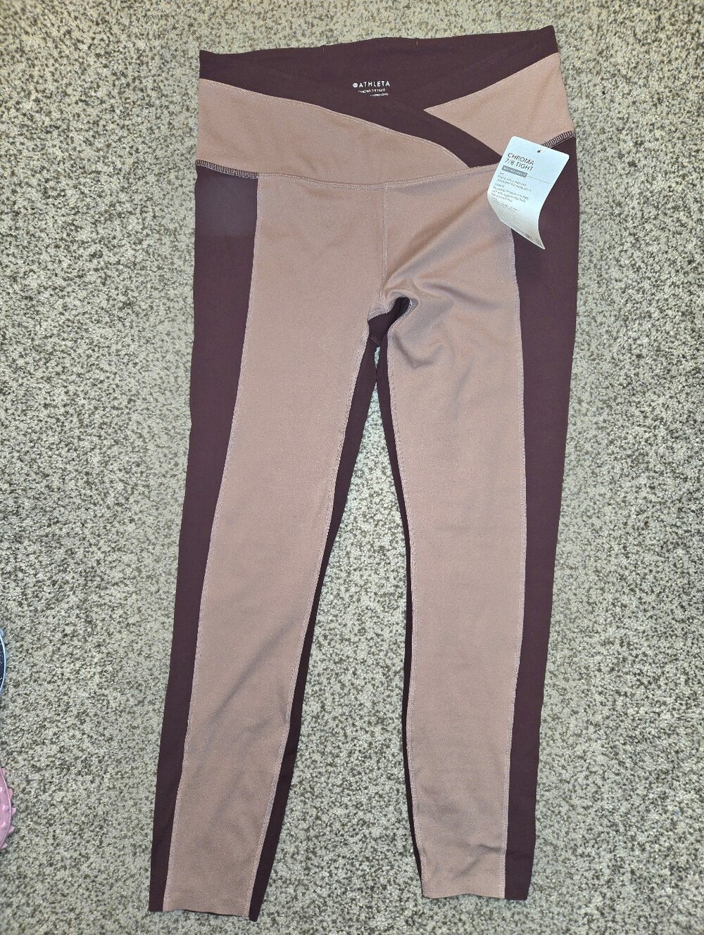 Athleta Two-Tone Mauve and Maroon Leggings